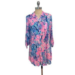 Lilly Pulitzer Women's Natalie Shirtdress Swim Swimsuit Cover-Up Medium